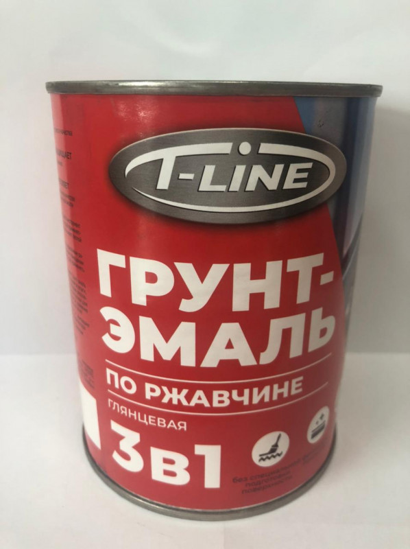 Грунт-эмаль по ржавчине 3в1 0,8кг черная T-line