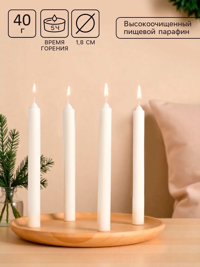 Набор свечей хозяйственных,1,8х17, 5ч, 40г, 4шт