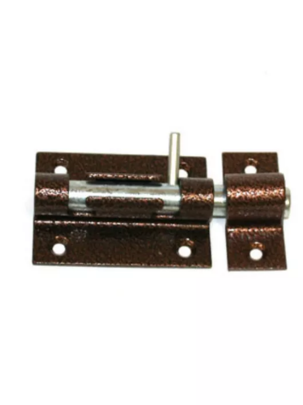 Засов гаражный врезной с круглым ригелем 100*47*18 Медь