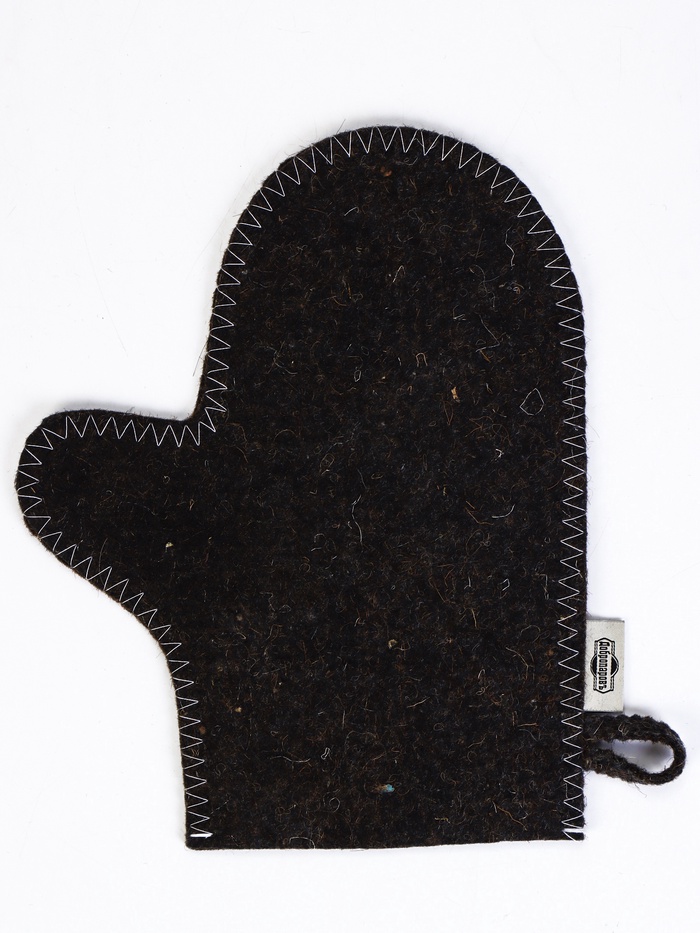 Рукавица для бани, шерсть 100% серая