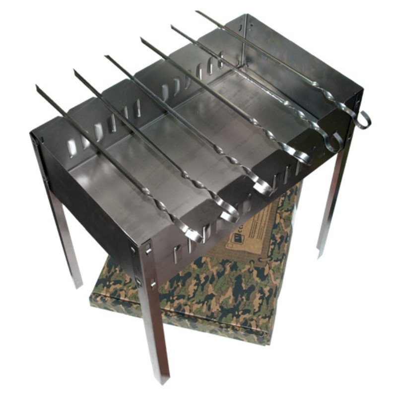 Мангал 6-шампуров 300х500х0,8мм в коробке