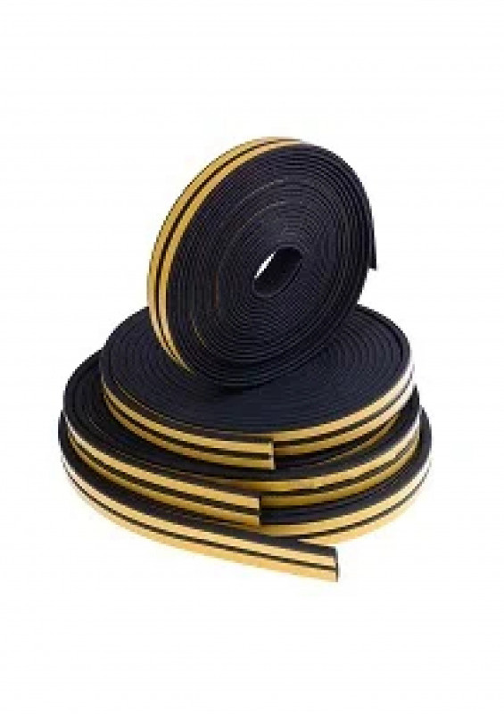 Уплотнитель бытовой резиновый WALLS Р-профиль самоклеющийся черный 10м