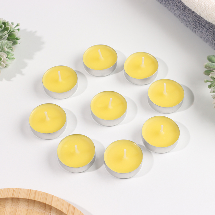 Набор чайных свечей ароматизированных , 10гр, 9штук "Сочный манго"