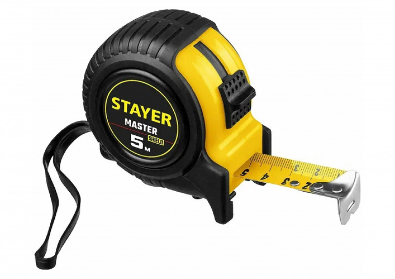 Рулетка в ударостойком обрезиненном корпусе 25ммх5м STAYER MASTER